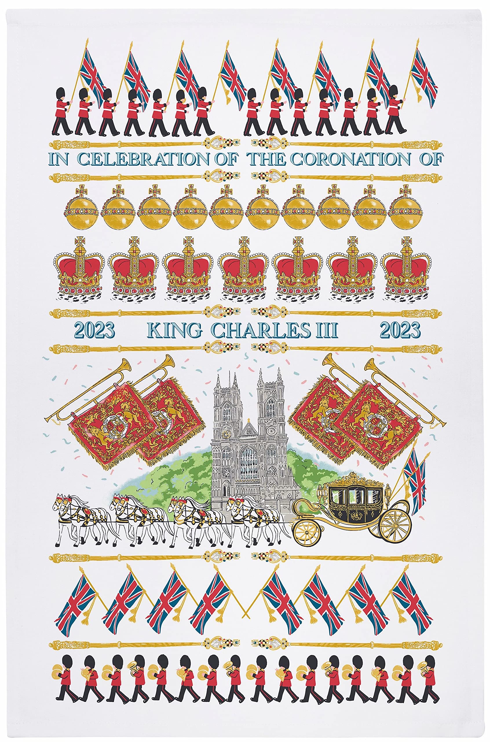 Ulster Weavers King Charles III Coronation 100% Cotton Tea Towel - Multicoloured - Limited Edition, Approx. 48 x 74 cms - Celebration (022KCCC)