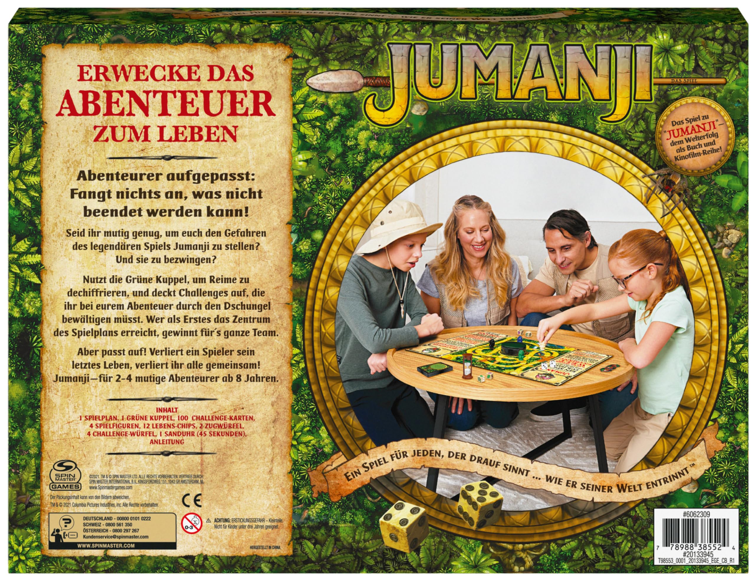Spin Master Games - Jumanji - das actiongeladene Familienspiel für 2–4 mutige Abenteurer ab 8 Jahren - kooperatives Abenteuerspiel mit spannenden Challenges 8