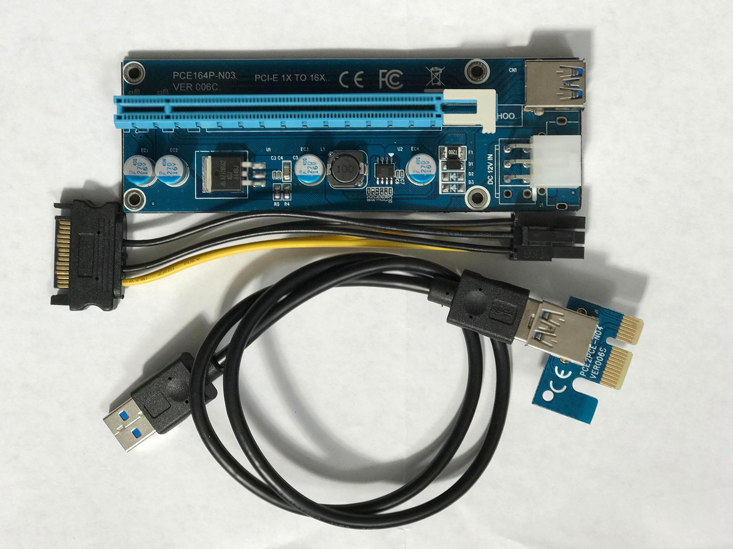 6-Pack 6-pin USB Riser 3.0 1x PCI-E to 16x PCI-E for ETH, ZEC, XMR