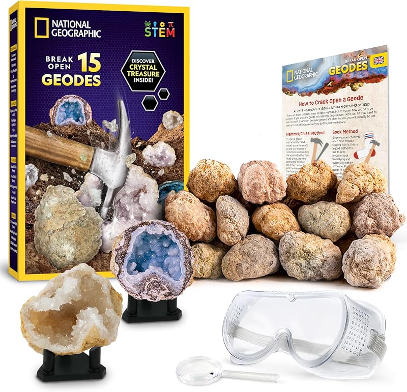 Blue Marble National Geographic Break Open 15 Premium Geodes Science Kit