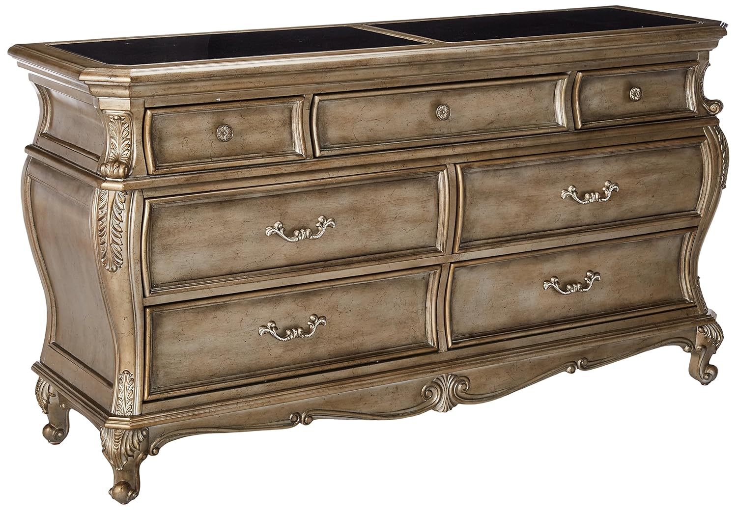 Chantelle Granite Top Dresser In Antique Silver Finish By Acme