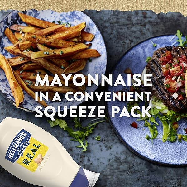 HELLMANN’S REAL MAYONNAISE REAL MAYO SQUEEZE BOTTLE FOR A RICH CREAMY CONDIMENT GLUTEN FREE, MADE WITH CAGE-FREE EGGS 20 OZ