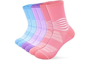 IRAMY Crew Compression Socks for Women Men with Ankle Arch Support Plantar Fasciitis Relief 3/6 Pairs