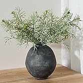 PORCER Ceramic Flower Vase, 6.22 Inch Rustic Farmhouse Vase Home Decor, Handcrafted Vintage Pottery Vase, Small Terracotta Vases for Living Room, Table, Shelf, Fireplace - Black Bronze