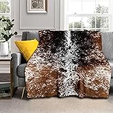 aportt Cow Print Blanket Soft Flannel Lightweight Cowhide Western Throw Blanket Cozy Warm Brown Cow Blankets All Seasons Living Room Decor for Couch Chair Bed Sofa Office 60x80 inch