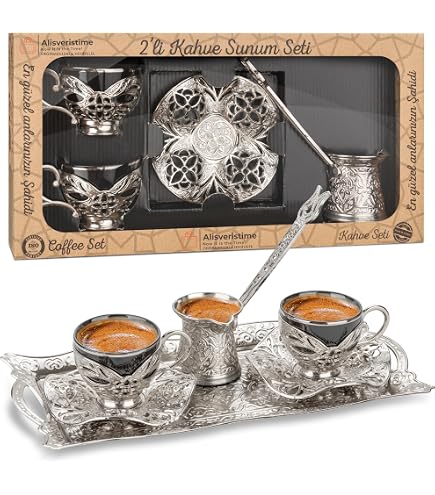 Amazon.com | Turkish Coffee Cup Set of 2 with Glasses, Handmade