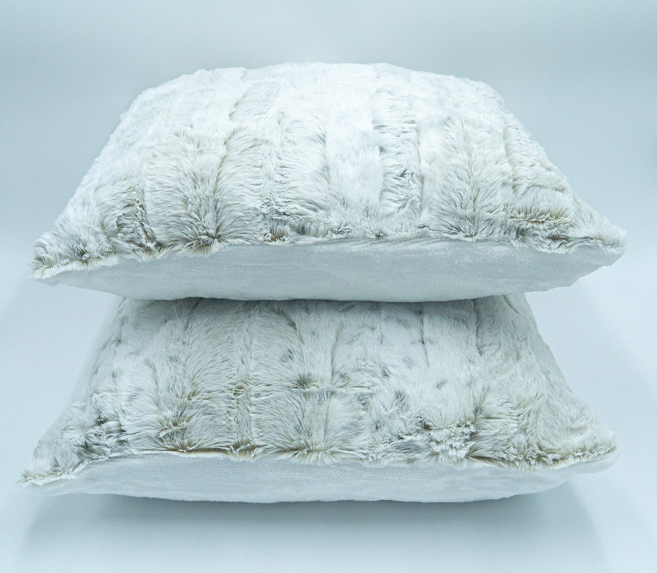 Lex's Linens Pack of 2 Opulence Premium Faux Fur Cushion Covers (Snow Leopard, 45 x 45 cm)