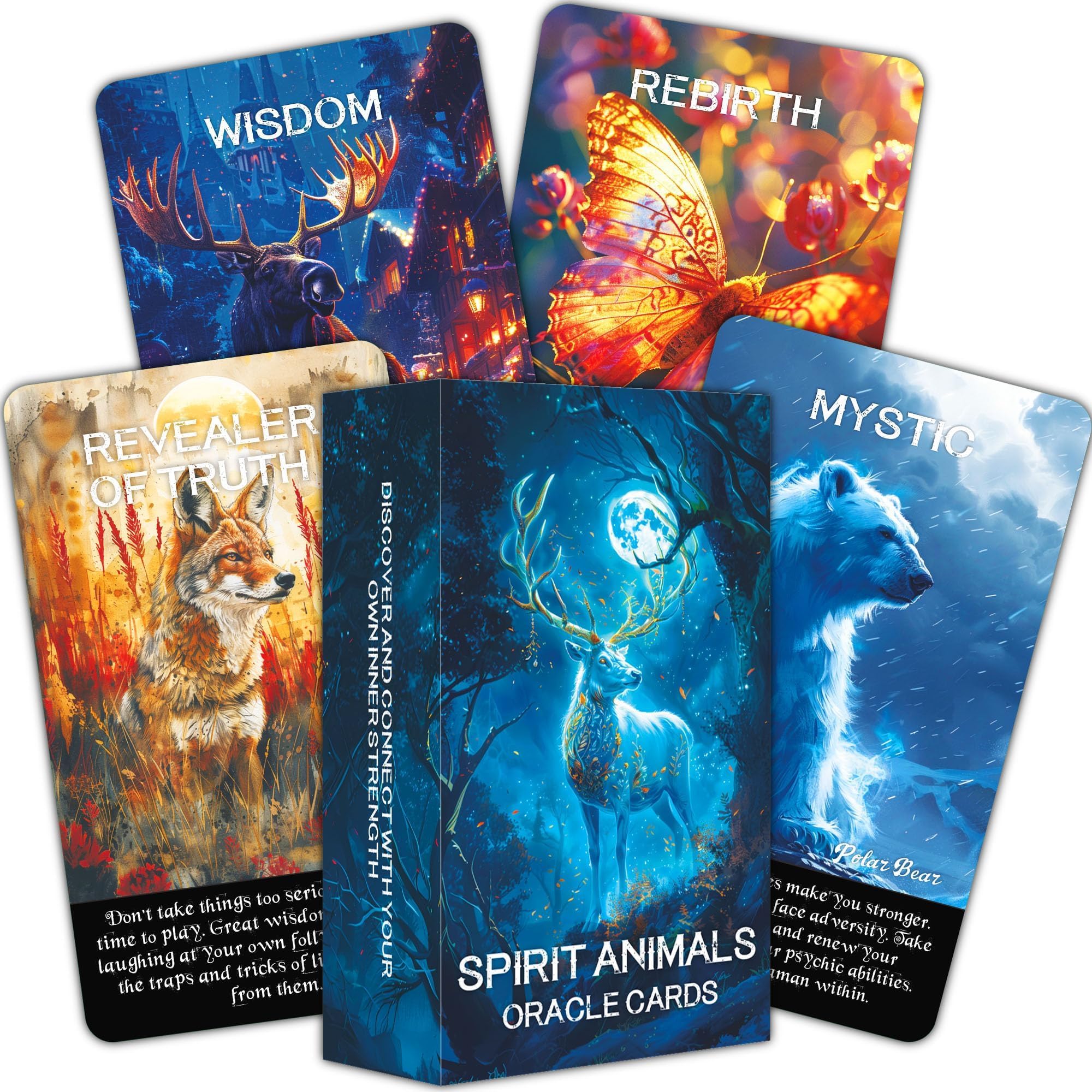 BAIYOOBAI Spirit Animals Oracle Cards Age 2+ for Intuition, Guidance, and Spiritual Connection Oracle Cards for Beginners,Featuring Powerful Animal Totems for Personal Growth