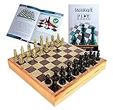 StonKraft - Hand-Carved Chess Board - Wooden Base