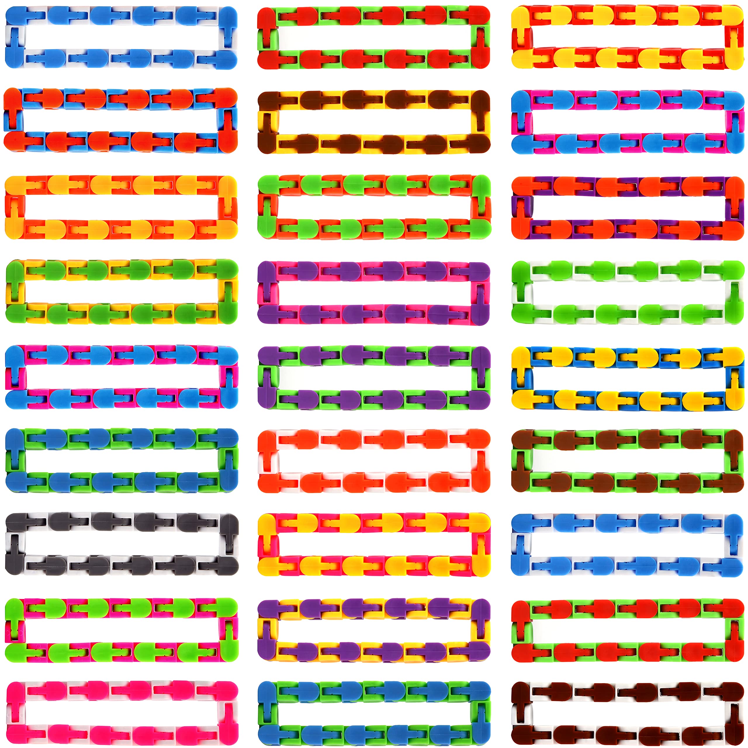 Lorspock 46-Pack 24 Links Wacky Tracks Toys, Puzzle Toy, Snap and Click Snake Click Sensory Toys,Bulk Fidget Toy Party Bag Fillers
