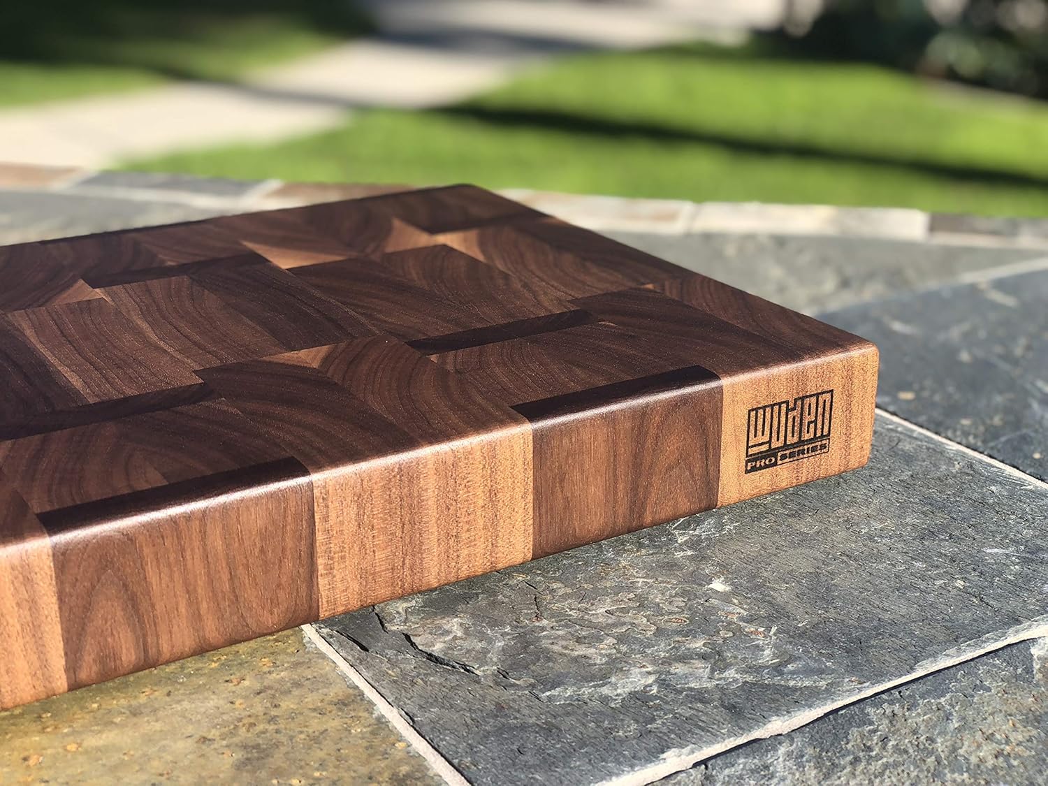 PRO SERIES END GRAIN BOOK MATCHED WALNUT CUTTING BOARD