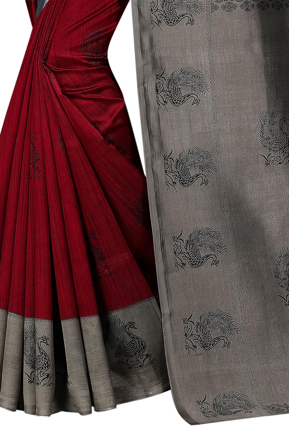 rensila fab women's mysore art silk saree with blouse piece (maroon)