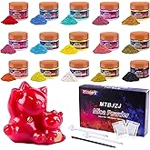 MTBJZJ Mica Powder for Resin, 15 Colors - 20g/Bottle of Epoxy Resin Color Pigment,for Candle Dye, Lip Gloss Pigment, Soap Making, Slime Colorant, Paint, Bath Bombs,Nail Polish and Eye Shadow