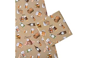Titiweet Beer Wrapping Paper - Funny Wrapping Paper for Men, 4 Large Sheets Manly Gift Wrap for Birthday Christmas Holiday, 39.4 x 27.6 Inches Per Sheet(Beer)