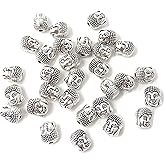 Honbay Double Sided Buddha Head Small Spiritual Metal Beads for DIY Crafts or Jewelry Making (Silver 30PCS)