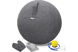 TokSay Exercise Ball Chair with Fabric Cover, Standard Size (25inches/65cm), for Home Offices, Balance Training, Yoga Ball