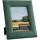 ELPMD Green Leather Picture Frame 4by6 Bulk Horizontal Vertical Formats for Wall Tabletop