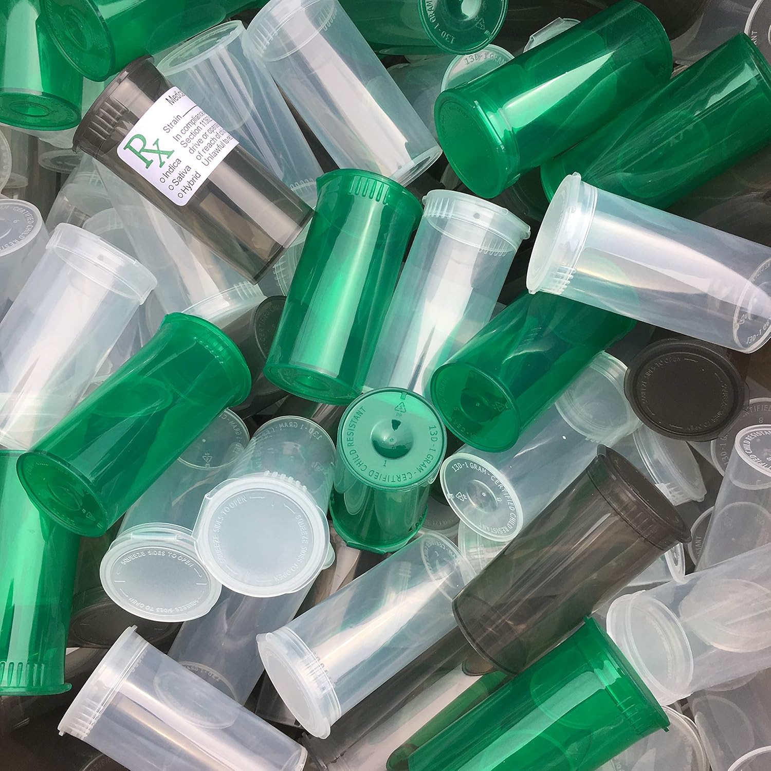 BIGSMOKESUPPLIES 100X 13DR 13 Dram Pop Top Containers Bottle Vials