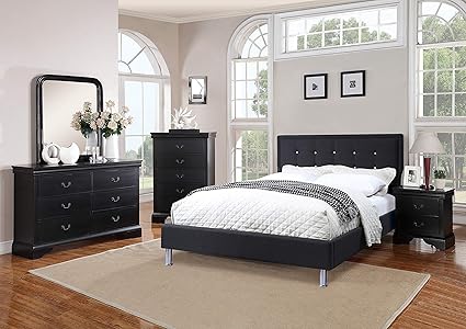 Amazon Com Black Color Elegant 4pc Set Bedroom Furniture