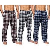 Active Club Men’s Flannel Pajama Pants 3 Pack– Soft Sleep & Lounge Pants with Pockets & Adjustable Drawstring