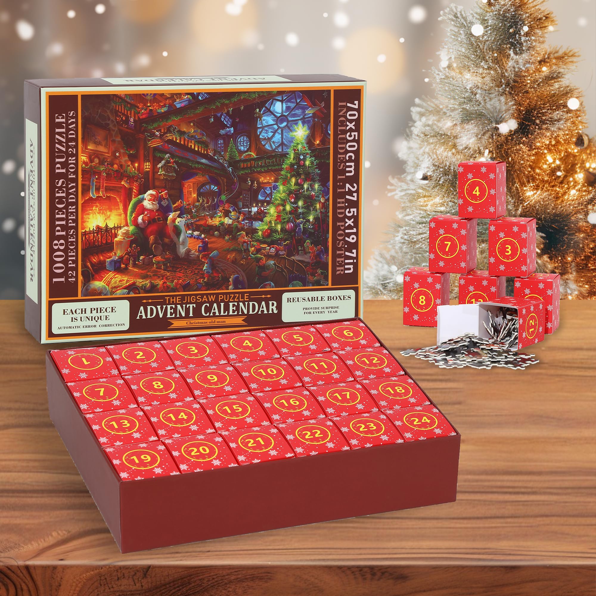 Puzzle Calendrier De L'Avent 2024 - 24 Jours, Cadeau Noël Adulte, Challenge Puzzle Progressif