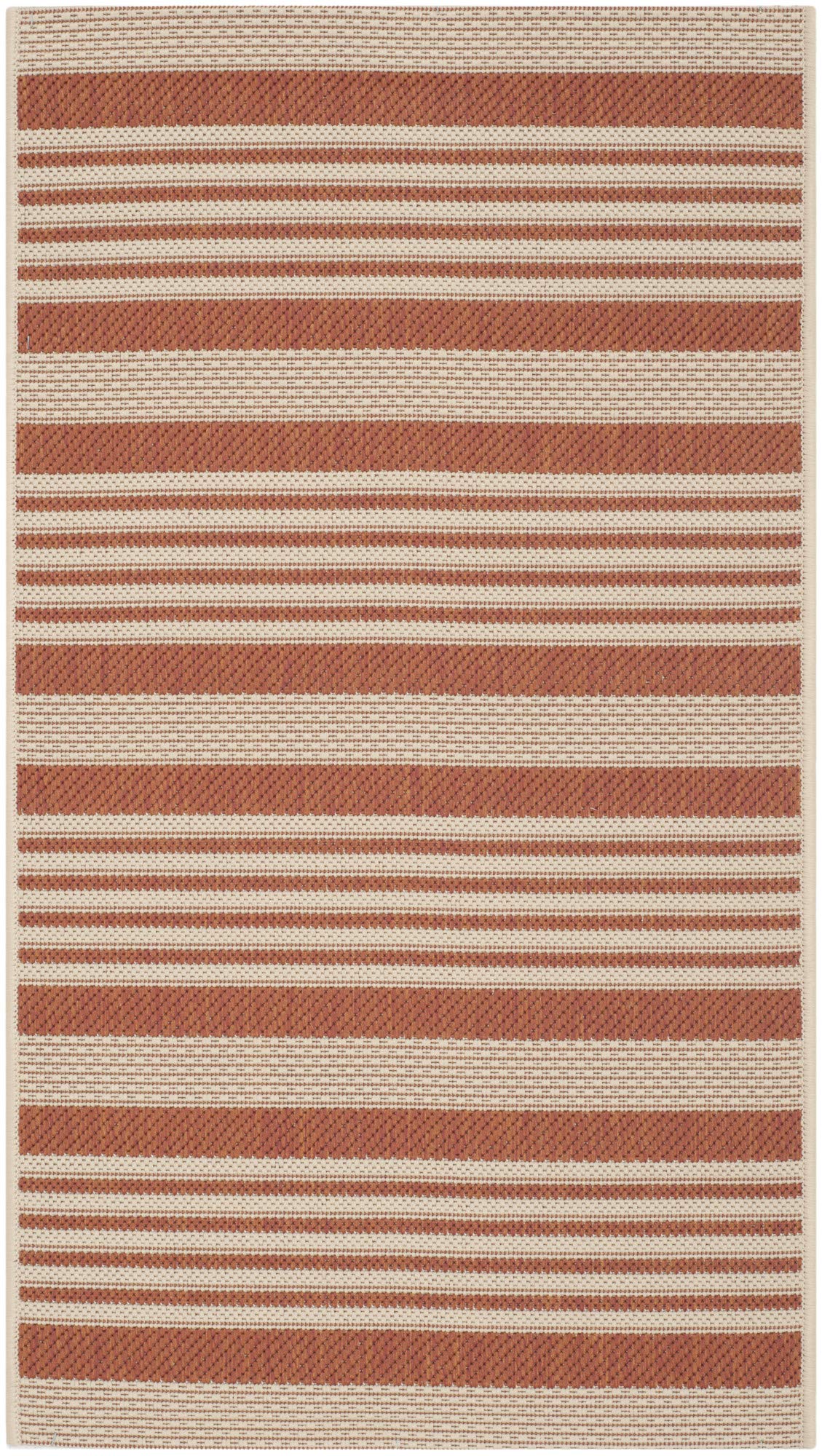 Safavieh Striped Indoor/Outdoor Woven Rectangle Area Rug, Courtyard Collection, CY6062, in Terracotta / Beige, 79 X 152 cm for Garden, Patio or Any Outdoor Space
