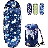 Kids Sleeping Bags for Girls – Unicorn Rainbow Space Navy – Rioyalo YOLO 45 Camping Sleeping Bags for Kids with Carry Bag - Outdoor and Indoor (Unicorn-NV)