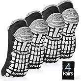 LIFPAU Men's Non Slip Yoga Socks Anti Skid Pilates Grip Socks 4 Pairs, Barre, Floor, Fitness Hospital Slipper Sock