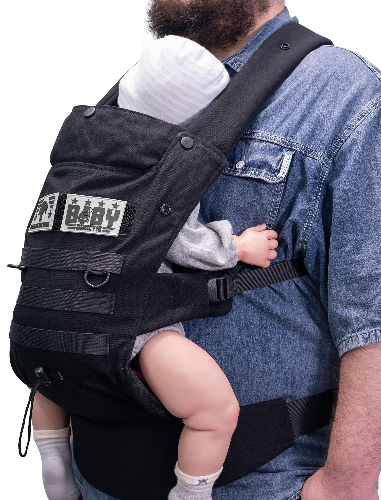 Photo 1 of Ergonomic Lumbar Support Baby Carrier for Infants to Toddlers (8-33 lbs), Cozy and Lightweight Military Baby Carrier for Big and Tall Parents- Black