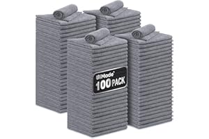 UNIMADE Microfiber Cleaning Cloth, 100 Pack Microfiber Towels for Cars Commercial Grade Work Rags Bulk Detailing Cloth for Automotive Bar Mechanic Restaurant Garage Housekeeping, 11.5"x 11.5", Grey