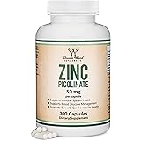 Zinc Picolinate 50mg, 300 Capsules (Immune Support for Kids and Adults) Non-GMO, Gluten Free, Made in The USA (300 Day Supply