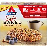 Atkins Soft Baked Energy Bars, Blueberry, 15g Protein, Excellent Source of Fiber, 2g Sugar, 1 pack (5 Bars)