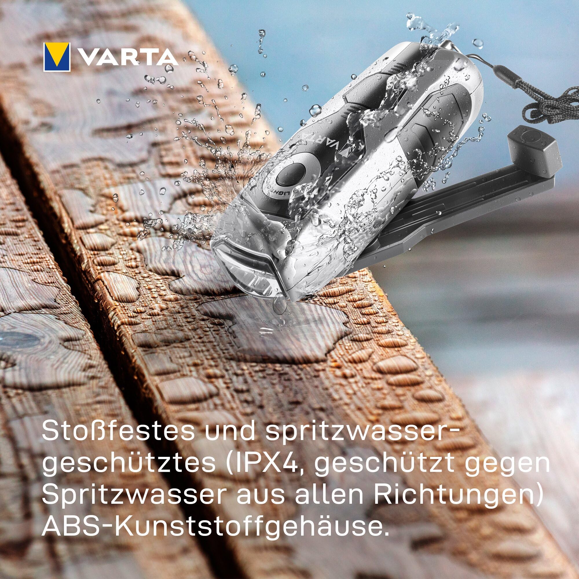 VARTA Handkurbel Taschenlampe LED wiederaufladbar, Dynamo Light Taschenlampe batterieunabhängig mit 120 mAh Li-Ion-Akku, IPX4 wasserdicht, stoßfest 8