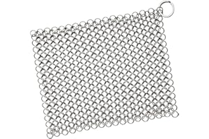 KRISP BEAUTY Scrubber Chainmail - Cleaner for Cast Iron Stainless Steel Anodized Cookware Scraper Cleaning Dutch Ovens Scourer for All Types of Skillet Griddles Cast Iron Pans Pots Grills & Dutch Ovens by Krisp