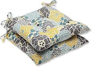 Pillow Perfect Outdoor/Indoor Lois Vapor Tufted Seat Cushions (Square Back), 19" x 18.5", Blue, 2 Pack