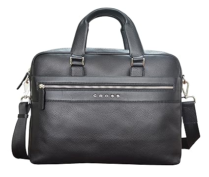 CROSS Nueva FV Mens Slim Briefcase with Free Cross Agenda Pen (Black)
