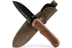 BeaverCraft Bushcraft Knife Full Tang - Camping Bush Knife with Sheath, Carbon Steel, Small EDC Fixed Blade, Outdoors Gift fo