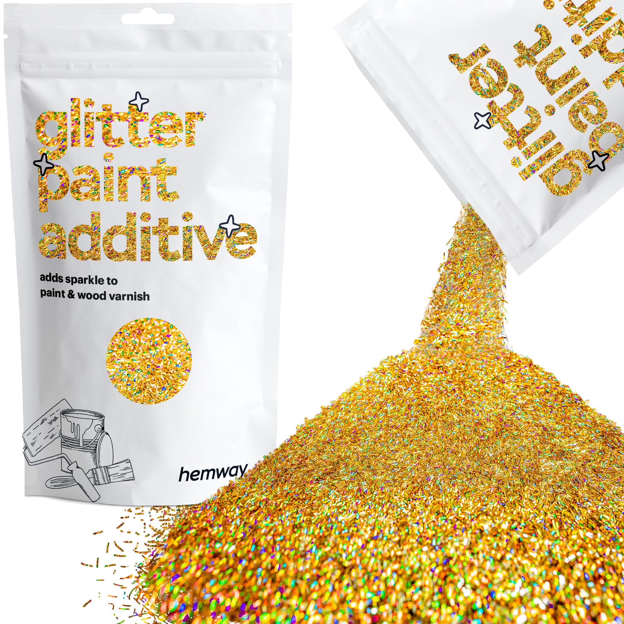 Hemway Ultra Sparkle Glitter Gold Holographic Fibre 100g Ultrafine | Glitter for Arts & Craft, Makeup, Nail Art, Crafting, Card Making, Sparkle Decoration โ image 1