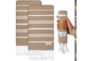 Ossano Decorative Hand Towels - Decorative and Quick Dry Towels for Kitchen and Bathroom - Versatile - Boho Hand Towels, Turkish Dish Towels, (30"x18") (Set of 2) - Latte