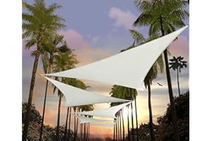 Amgo 10' x 10' x 10' White Triangle Sun Shade Sail UPF50+ Canopy Awning AGSLT, 95% UV Blockage, Water & Air Permeable, 200GSM Heavy Duty Commercial and Residential (We Make Custom Sizes)