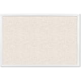 U Brands Farmhouse Linen Bulletin Board, 30 x 20 Inches, White Wood Frame (2074U00-01)