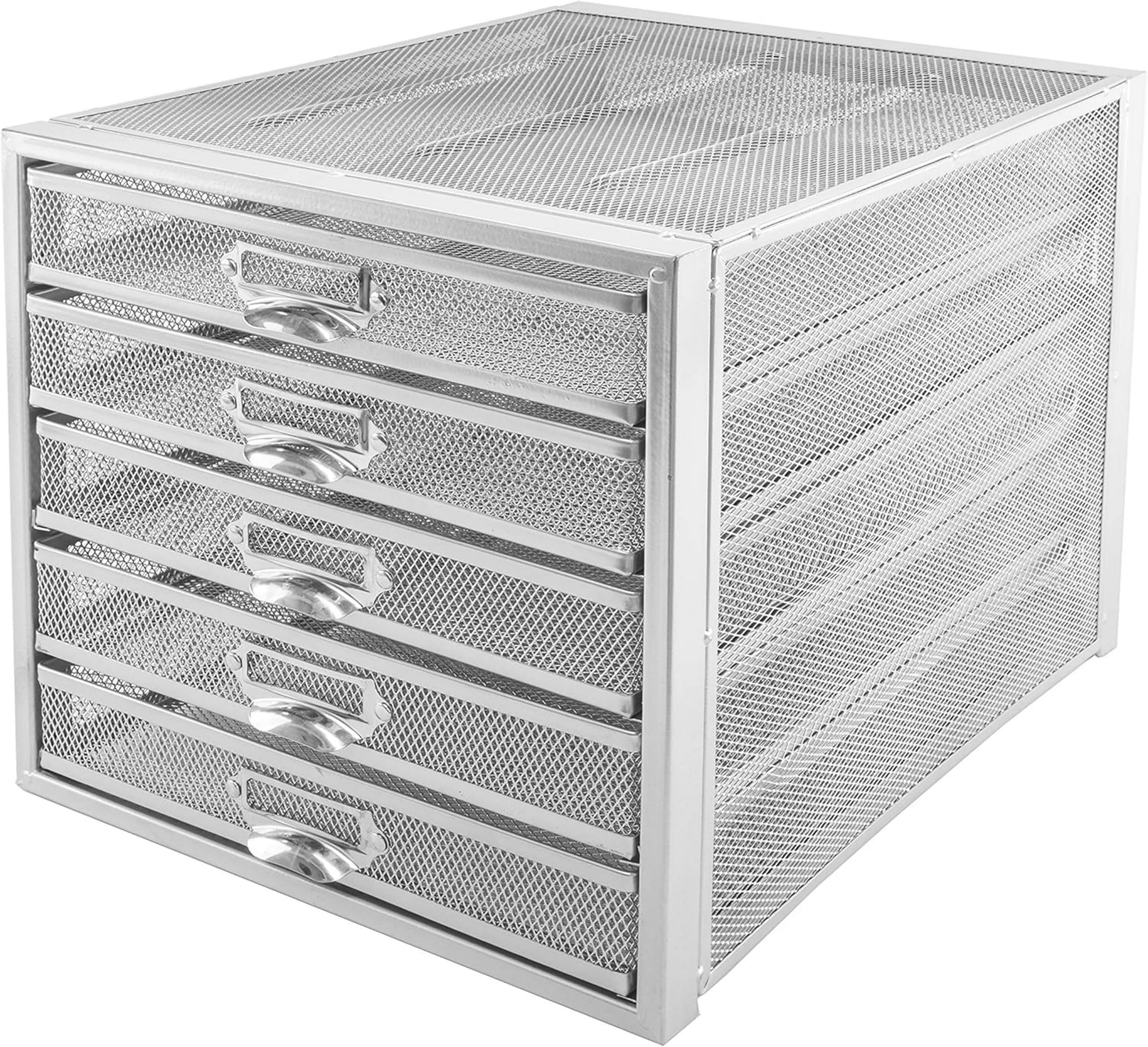 OSCO Silver Wire Mesh 5 Tier Paper Sorter, Large A4 File Holder, Desktop Document Organiser, Paperwork Tray, Stackable Desk Tidy, Home Office Filing, Rubber Feet, Fully Assembled — image 1