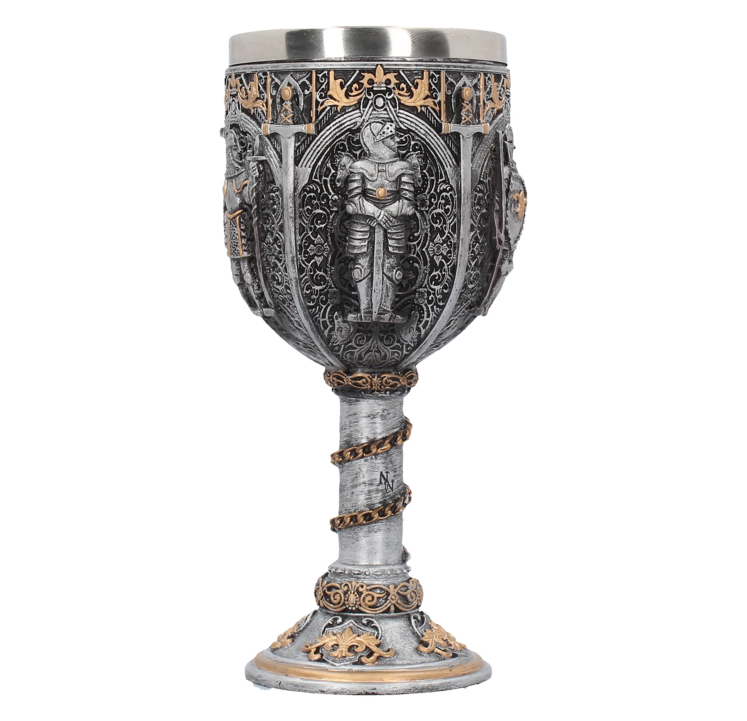Nemesis Now Medieval Knight Goblet 17.5cm Silver, Resin w/stainless steel insert