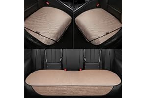 Auto Newer Breathable Universal Four Seasons Car Seat Covers, Luxury Include Front Car Seat Protector and RearCar Seat Cushion,Compatible with 95% Vehicles， Fit for Cars Truck SUV (Beige,3PCS)
