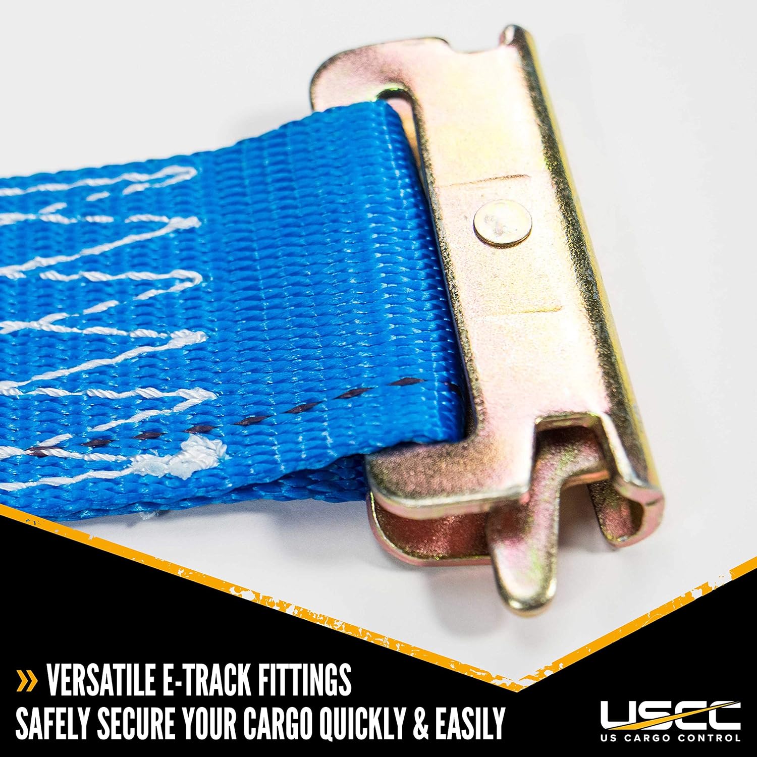 US Cargo Control 2 Inch x 20 Foot Blue E Track Ratchet Strap with Spring E-Fittings 10 Pack - Ratchet Tie Downs - 
