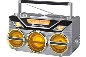 Retro Studebaker Avanti Stereo Boombox with CD, FM Stereo Radio, Bluetooth Receive and Transmit, LED Light Show and 15W Subwo