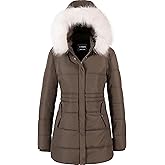 Chrisuno Women's Winter Warm Coats Puffer Jacket Long Drawstring Waterproof Snow Parka With Removable Faux Fur Trim Hood