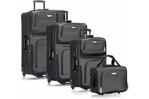 Travel Select Amsterdam Softside Expandable Luggage with Rolling Wheels, Gray, 4-Piece Set (15/21/25/29)
