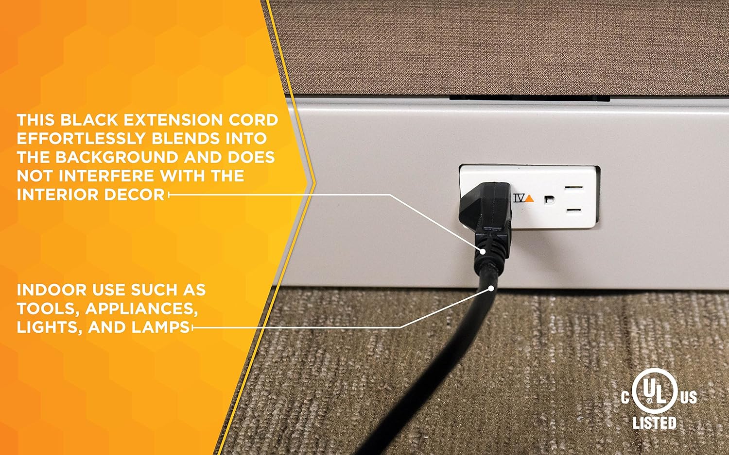 Woods 5601 16/3 25-Foot SJTW Indoor Extension Cord, Perfect for Home or Office, Black - - 
