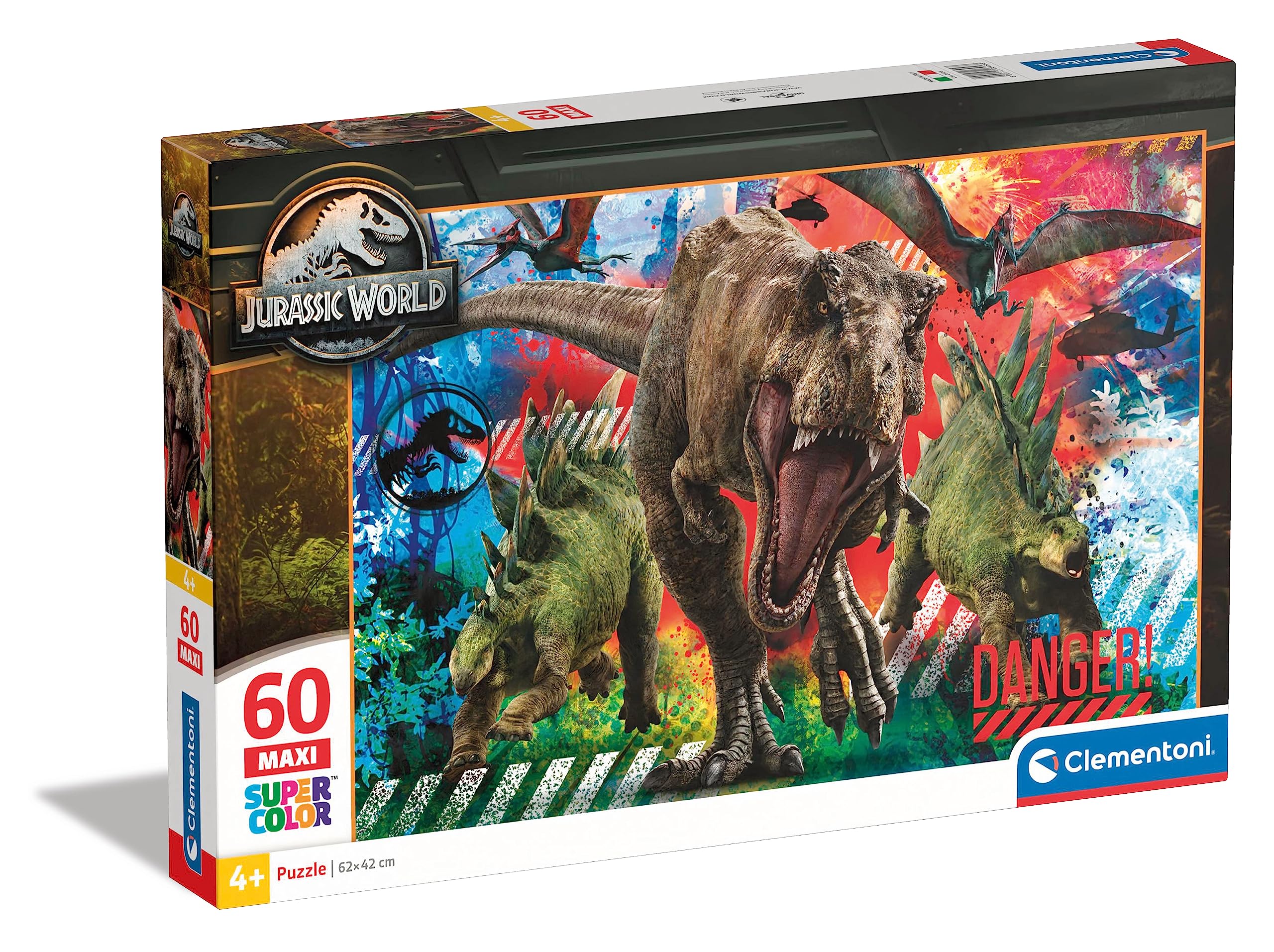 Clementoni - 26456 - Supercolor Puzzle - Jurassic World - 60 maxi pieces - Made in Italy - jigsaw puzzle children age 4 years plus